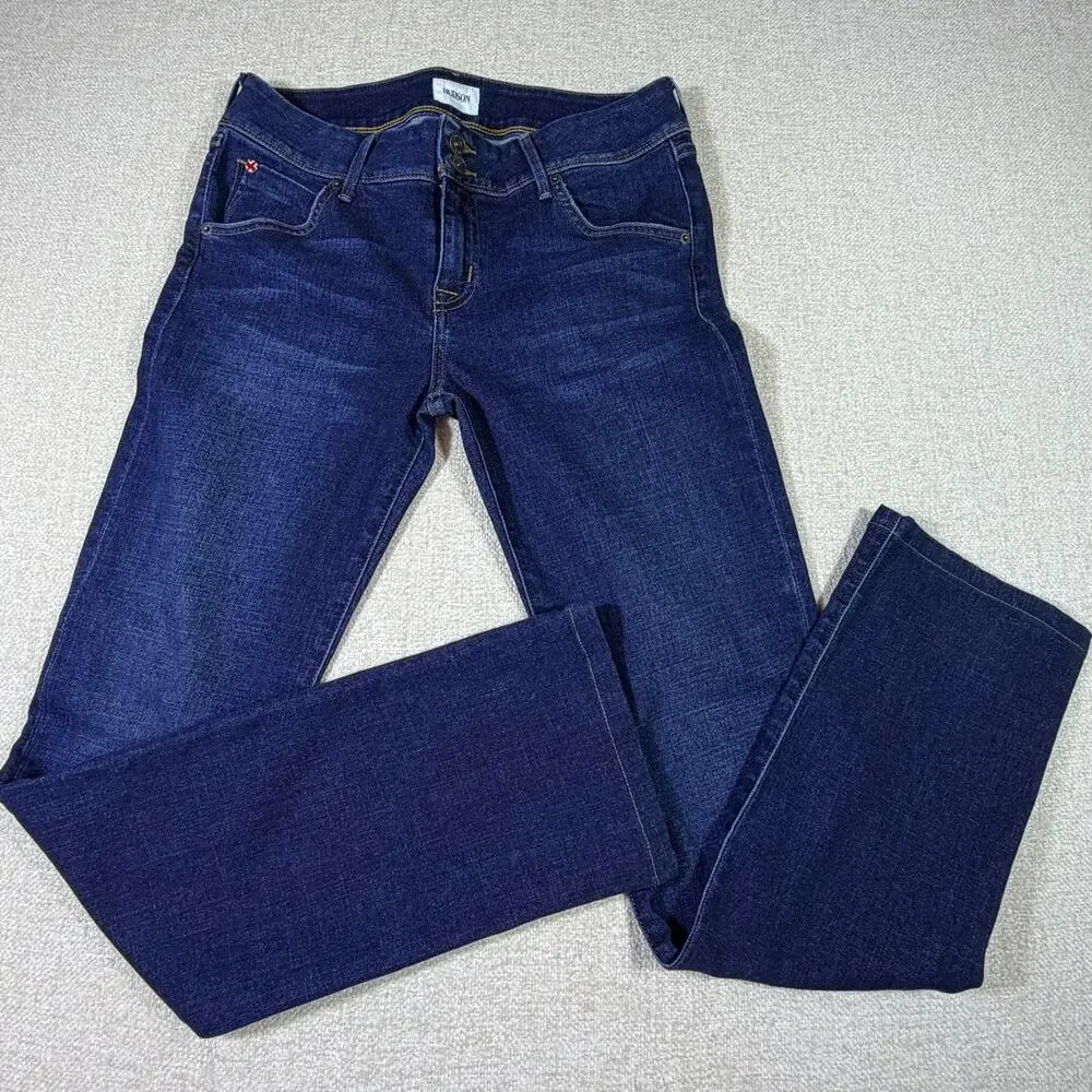Hudson Women 29 Beth Baby Boot Blue Denim Stretch Mid Rise Jeans Classic Fit